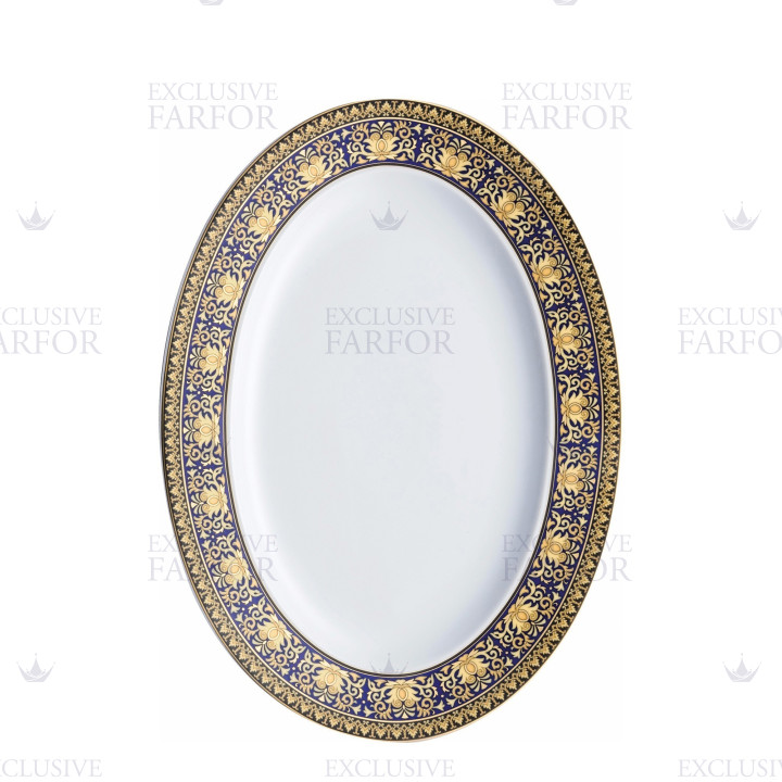 Блюдо овальное 40см коллекции Medusa blue бренда Rosenthal Versace