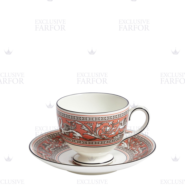 Чашка чайная с блюдцем 174мл коллекции Florentine Salmon бренда Wedgwood