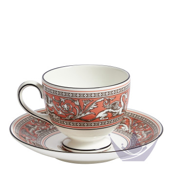 Чашка чайная с блюдцем 174мл коллекции Florentine Salmon бренда Wedgwood