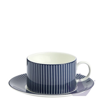 Чашка чайная с блюдцем 220мл коллекции Gio Pinstripe Blue бренда Wedgwood