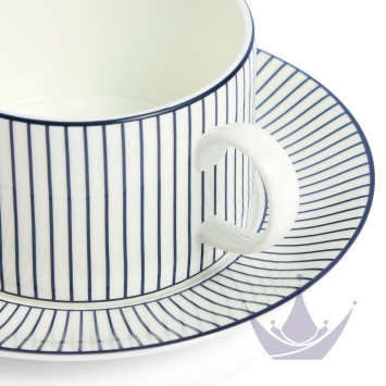 Чашка чайная с блюдцем 220мл коллекции Gio Pinstripe White бренда Wedgwood
