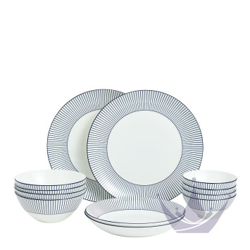 Набор из 12 предметов коллекции Gio Pinstripe White бренда Wedgwood