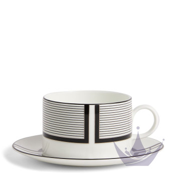 Чашка чайная с блюдцем 235мл коллекции Vera Wang - Luxe Graphite бренда Wedgwood