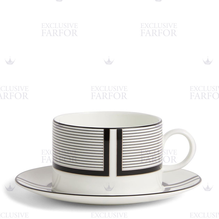 Чашка чайная с блюдцем 235мл коллекции Vera Wang - Luxe Graphite бренда Wedgwood