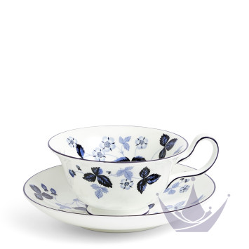 Чашка чайная с блюдцем 177мл коллекции Wild Strawberry Inky Blue бренда Wedgwood
