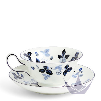 Чашка чайная с блюдцем 177мл коллекции Wild Strawberry Inky Blue бренда Wedgwood